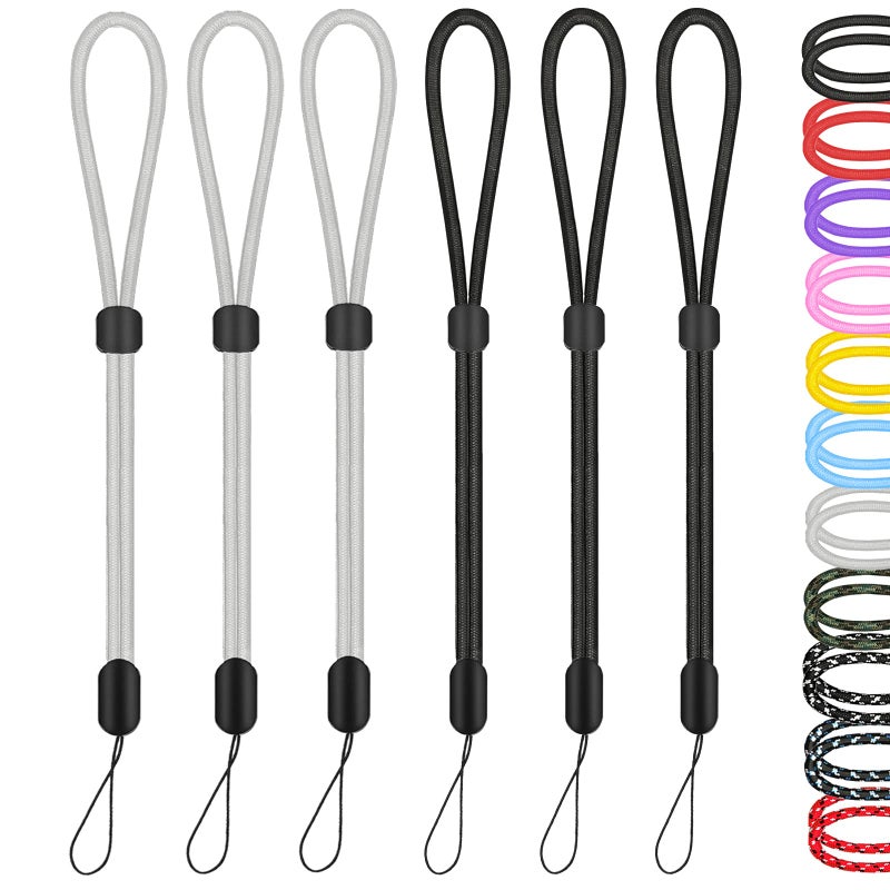 Hukado Hand Wrist Strap Lanyard  6 Pack 8inch Adjustable Nylon Wristlet Straps Keychain String for Cell Phone Case Holder  AirPods Pro 2 2022  Camera  Key  GoPro  USB Drive  Ski Glove (Black+Gray) - Image 1